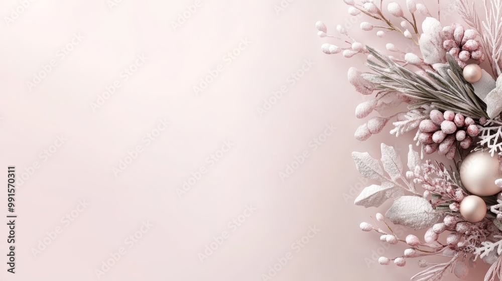 Fototapeta premium Delicate floral arrangement with soft pink tones on a subtle background, perfect for romantic or festive occasions.