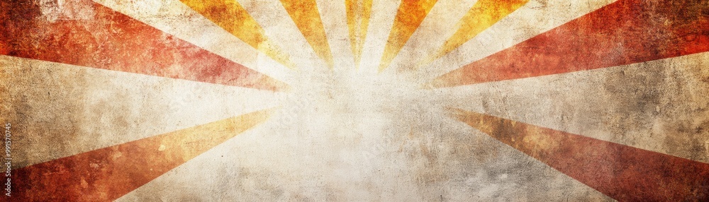 Fototapeta premium Vintage sunburst background with red and yellow rays, perfect for creating a warm, nostalgic atmosphere in any design project.