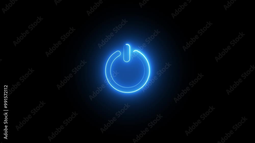 Neon glowing power button icon animation. Neon light power button turning on and off 4k video. neon Power Button icon on the black background. Neon glowing power button icon animation. Neon light power button turning on and off 4k video. neon Power Button icon on the black background.