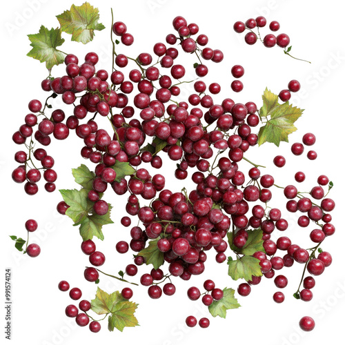 Fox grapes scattered on transparency background PNG photo