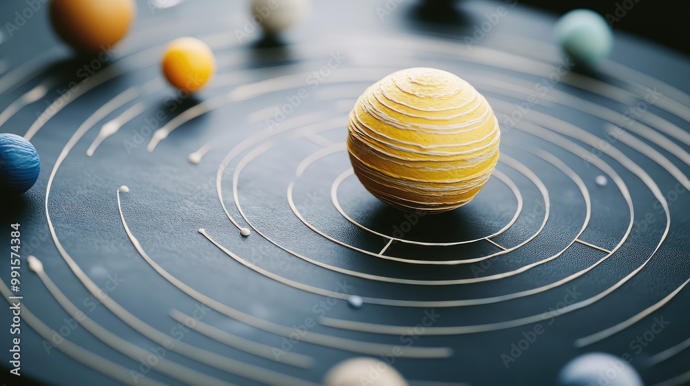 Solar system model showing planets orbiting a central star Stock ...