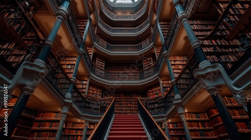 Grand Staircase in a Historic Library