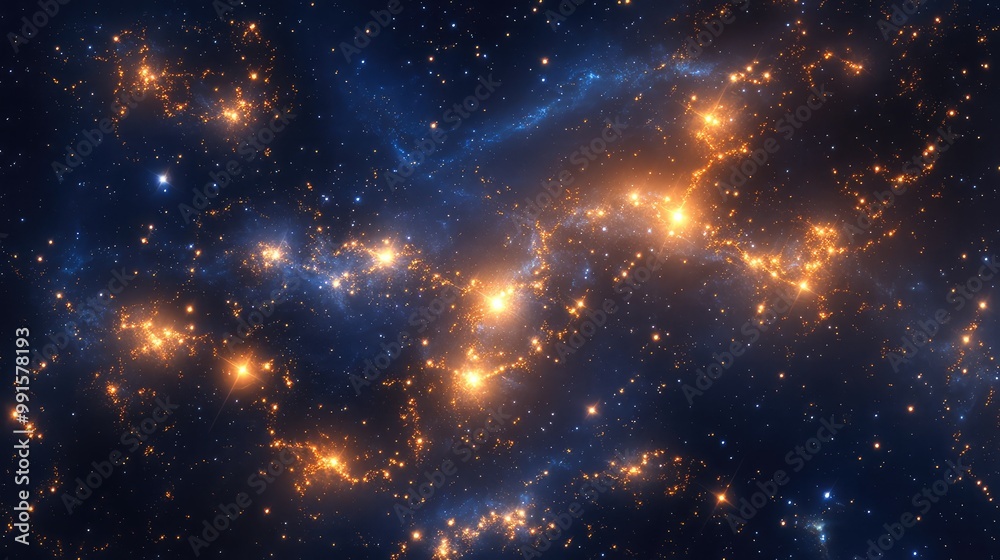 Naklejka premium Star clusters forming intricate patterns in the night sky