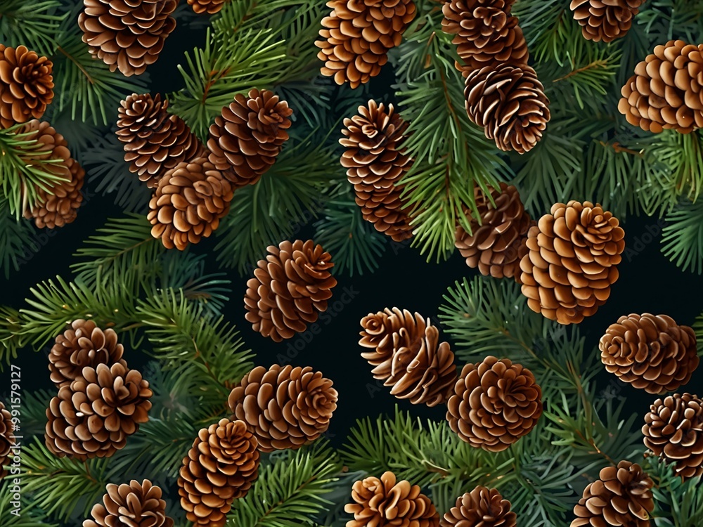 Christmas background with pine cones and branches. Christmas background with pine cones and branches.