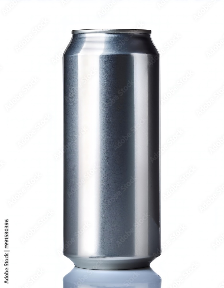 A blank aluminum can with a metallic finish. (1) A blank aluminum can with a metallic finish. (1)