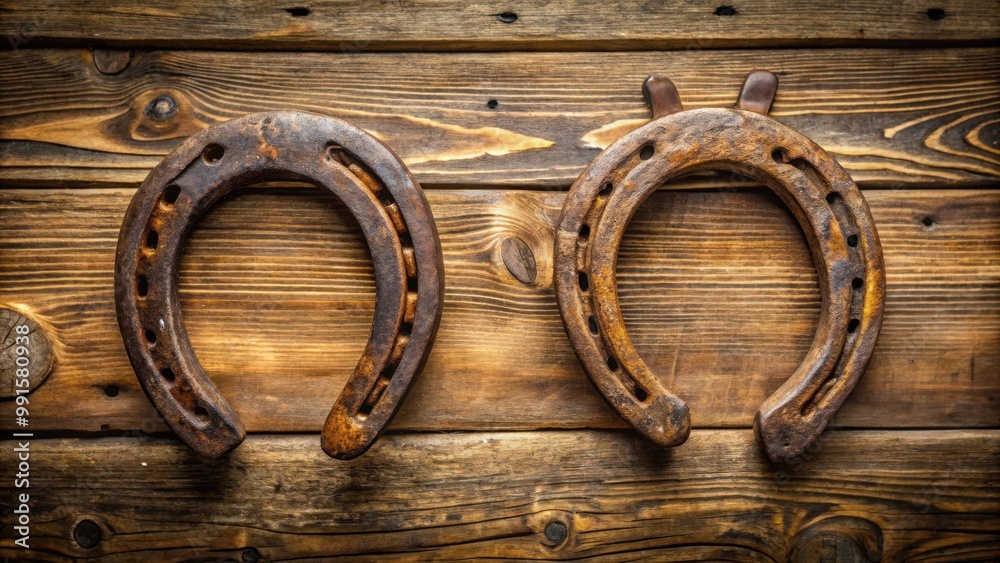 Old horseshoes isolated on background for good luck and fortune charm