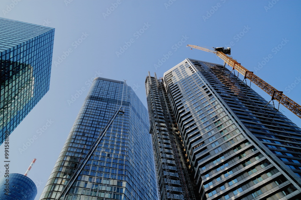 Naklejka premium Frankfurt Hochhäuser Bankgebäude
