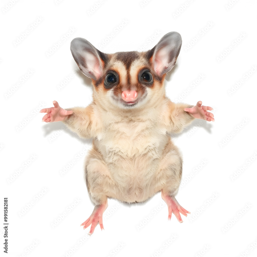Fototapeta premium Portrait of a cute sugar glider isolated on a white background