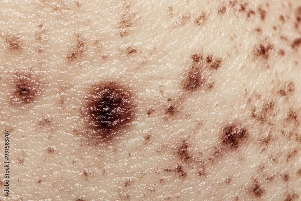 Fototapeta premium Close-Up of a Skin Mole Showing Irregular Borders, a Symptom of Melanoma