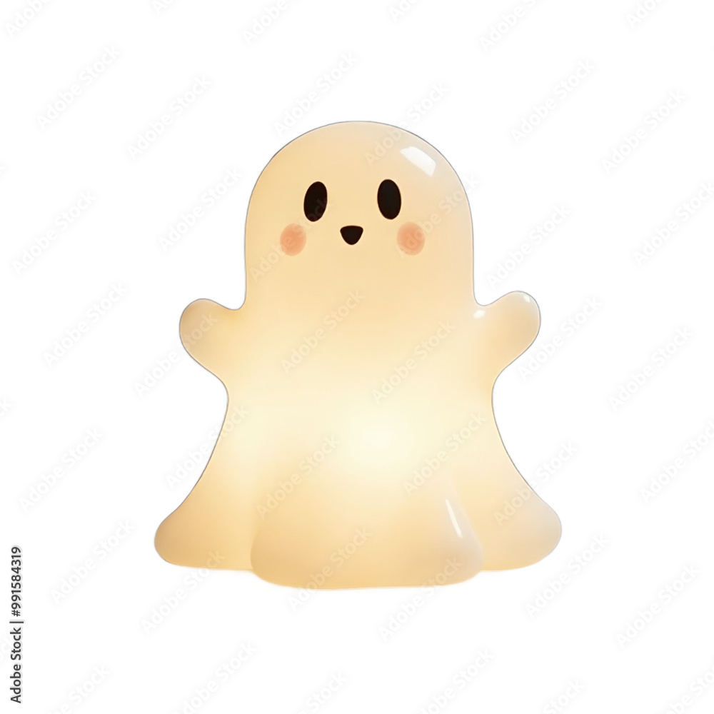 Spooky ghost shaped LED light on white surface Spooky ghost shaped LED light on white surface