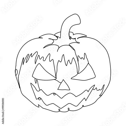 Dessin en ligne continue d'une citrouille d'halloween, line art, vecteur