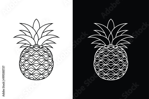 Pineapple icon illustration lineout icon on white background.