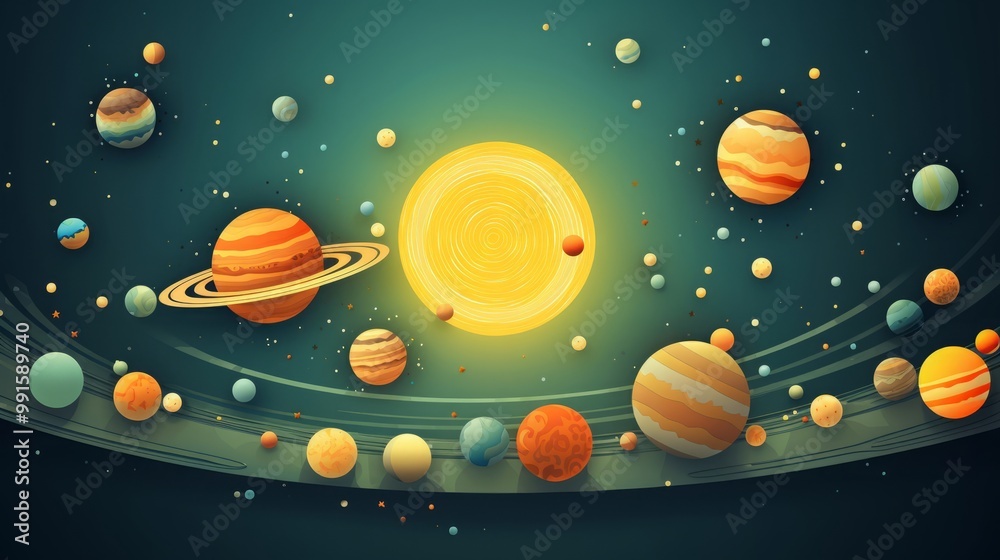 Fototapeta premium Solar system paper art style background vector illustration