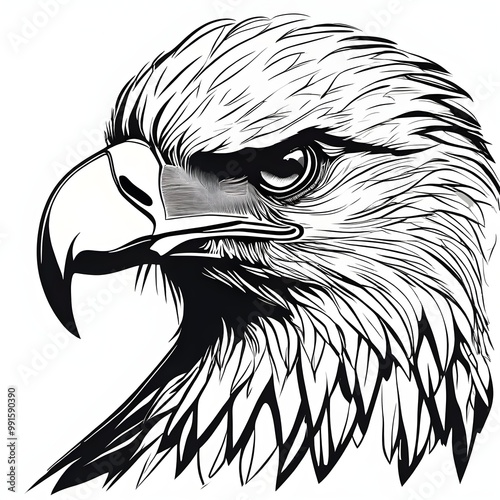 eagle head vector with white background Generative AI photo