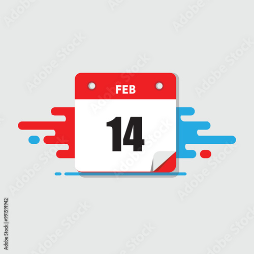 calender icon, 14 february icon with yellow background	