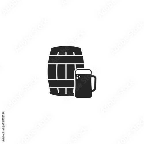 Draught beer line icon. Beer served from cask or keg  isolated on white background.