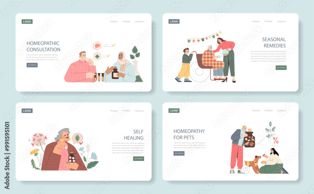 homeopathy. Flat Vector Illustration