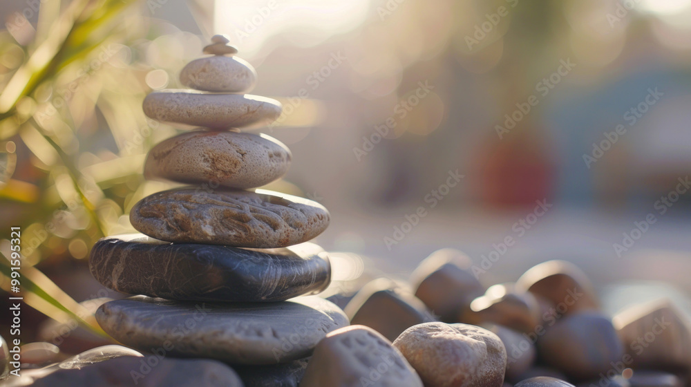 Obraz premium A healthcare system for chronic illness management where kids use enchanted stones that absorb pain and symptoms, offering relief and comfort throughout the day