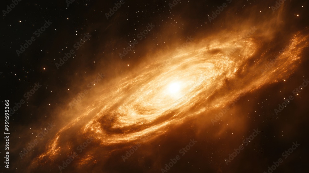 Fototapeta premium Bright young star surrounded by a protoplanetary disk of gas and dust, representing the formation of planets