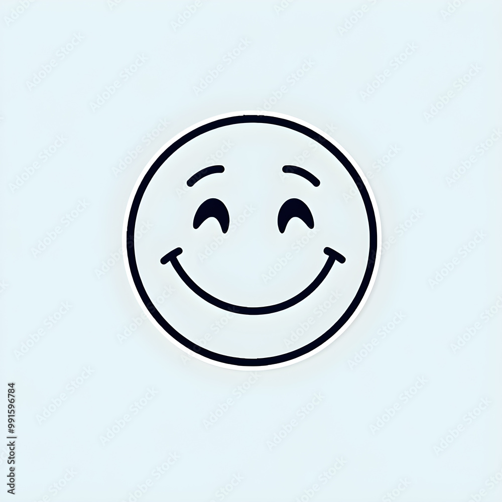 Fototapeta premium Line sticker vector-style image of smiley face emoji no background, 