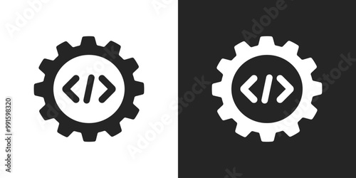 Programming language sign black and white icon vector design