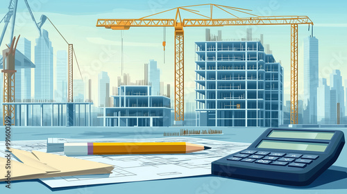 A construction plan design project concept, Architectural design and construction background