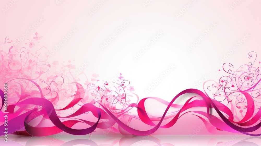 Abstract background with pink ribbons and swirls. Abstract background with pink ribbons and swirls.