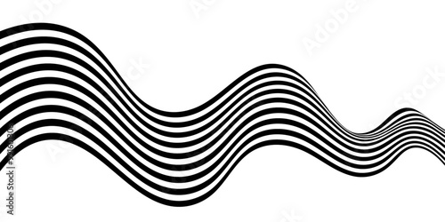 Abstract black wave lines on white background, creating a dynamic, minimalistic pattern. Perfect for use in modern design, creative backgrounds, and visual arts projects.
