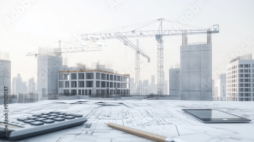 A construction plan design project concept, Architectural design and construction background