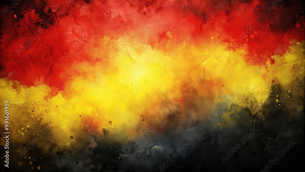 Fototapeta premium Grunge watercolor background in black, yellow, and red, grunge, watercolor, background, saturated, dark, vivid, abstract