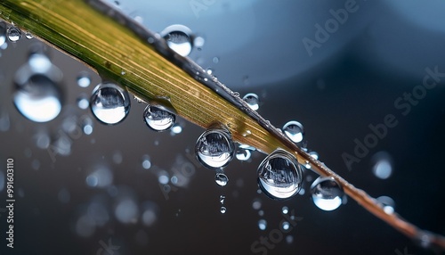 Stunning macro shot of raindrops descending in extraordinary clarity