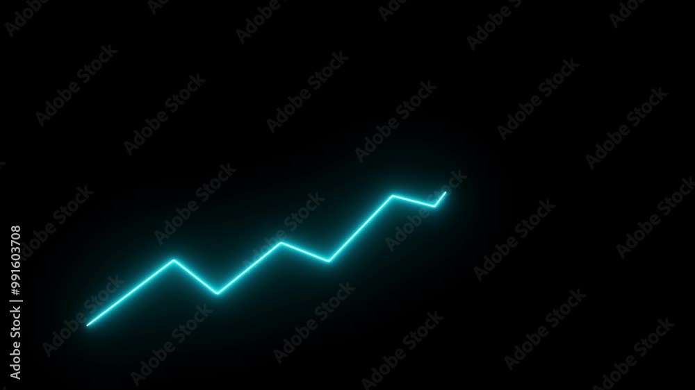 neon business graph line ,stock market growth animation and black background.