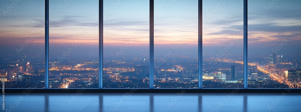 Fototapeta premium Detailed view of a smart window with a glowing control panel, soft ambient light reflecting off the glass