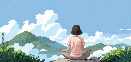 Illustration of yoga postures is important for health, mind, emotions, and more. Exercise is good for energy.