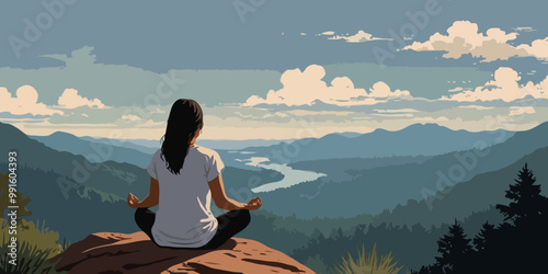 Illustration of yoga postures is important for health, mind, emotions, and more. Exercise is good for energy.