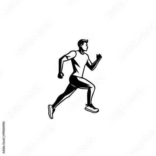 Dynamic Running Athlete Vector Illustration, vector line art.