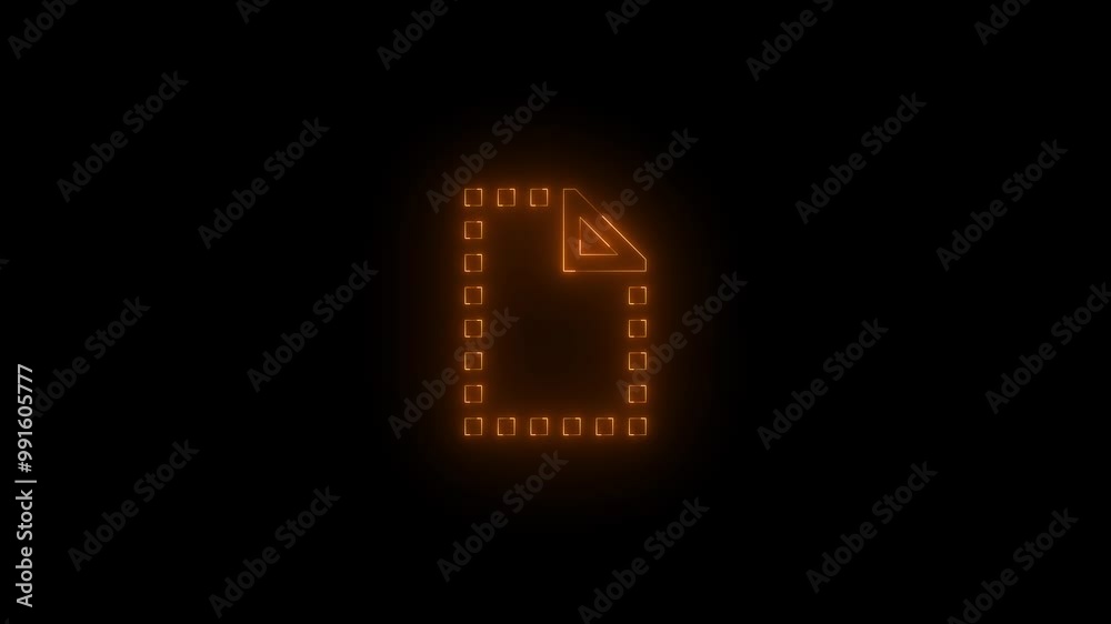 Neon preview icon brown glowing black background animation Neon preview icon brown glowing black background animation