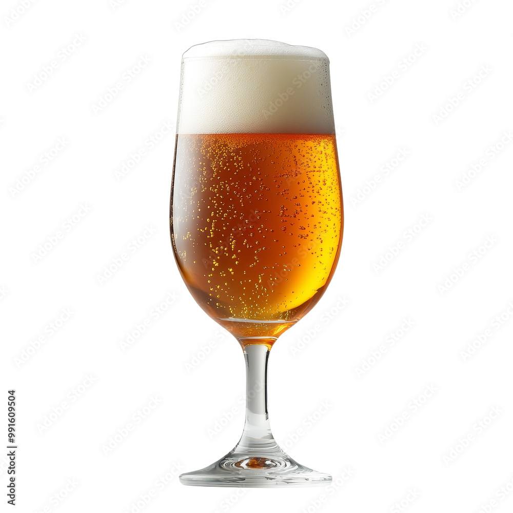 A glass of golden beer with a frothy white head, showcasing bubbles rising in a refreshing beverage, perfect for enjoyment in social settings or relaxation A glass of golden beer with a frothy white head, showcasing bubbles rising in a refreshing beverage, perfect for enjoyment in social settings or relaxation