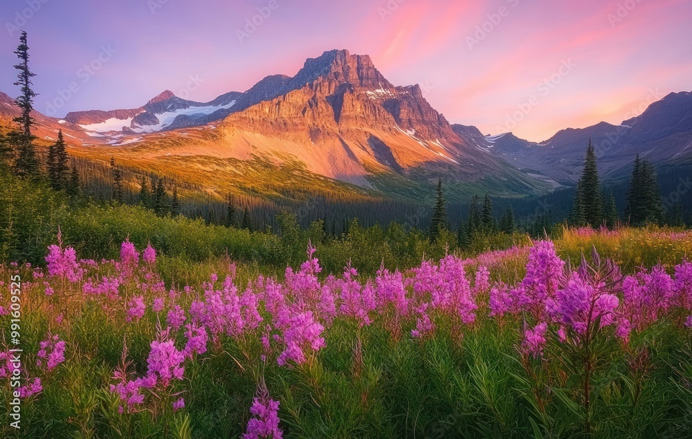 Majestic Mountain Landscape at Sunrise Majestic Mountain Landscape at Sunrise