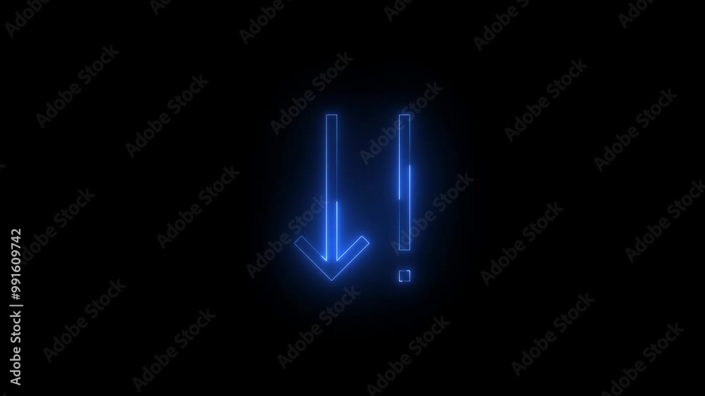 Neon priority icon blue glowing black background animation Neon priority icon blue glowing black background animation