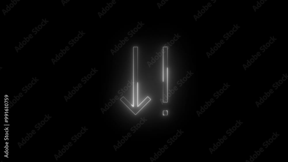 Neon priority icon white glowing black background animation Neon priority icon white glowing black background animation
