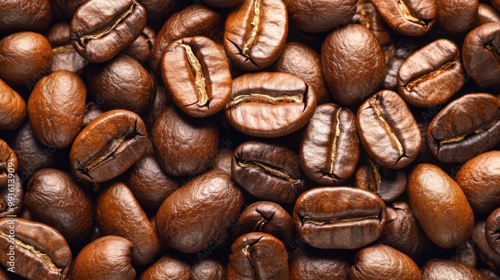 Fototapeta premium Coffee beans close-up aroma. Generative AI