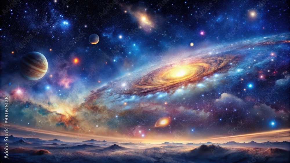 Enchanted night sky with stars, galaxies, and cosmic wonders in deep outer space Enchanted night sky with stars, galaxies, and cosmic wonders in deep outer space