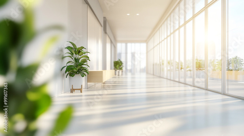 Sunlit modern office space, background, space, design, office, interior, 