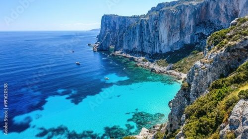 Obraz na płótnie coastline of Sardinia, with sparkling blue waters and coastal cliffs w salonie
