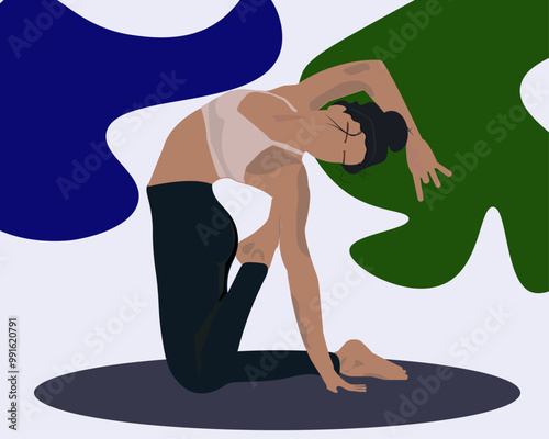 Fotografi Minimalist yogo pose illustration with abstract backound