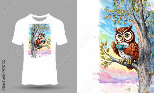 drawing with white t-shirt design Template. photo