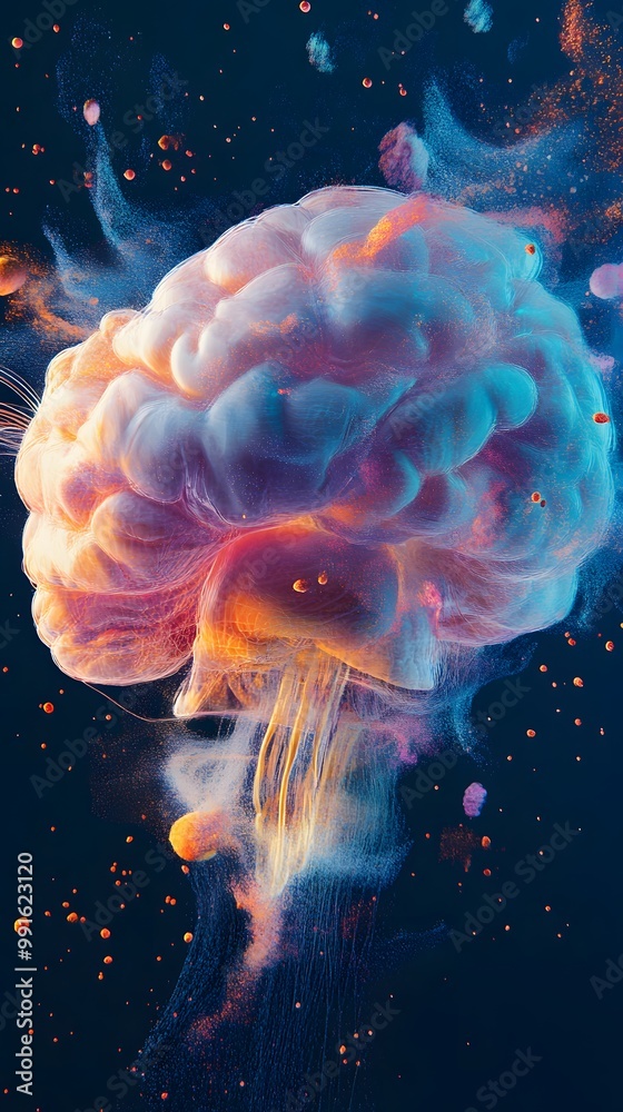 Fototapeta premium AI Technology, Digital, Internet, Brain, Abstract Image, Texture, Pattern Background, Wallpaper, Smartphone Cover and Screen, PC, Laptop, 9:16 and 16:9 Format