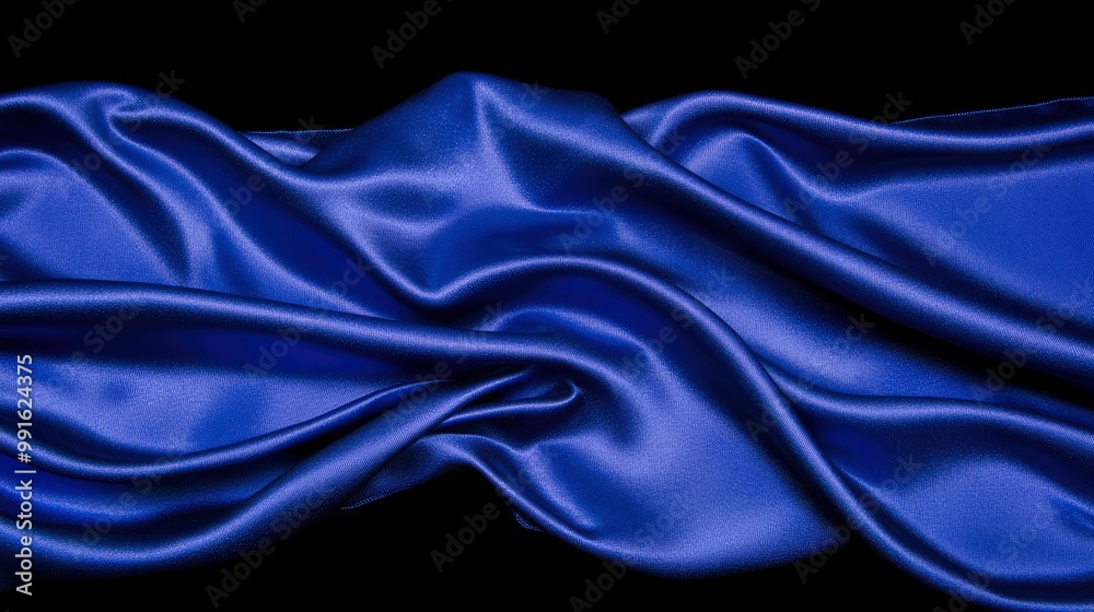 Obraz premium Blue Satin Draped Fabric Texture