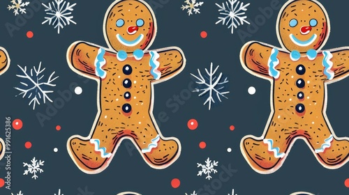 Gingerbread pattern with gingerbread man a